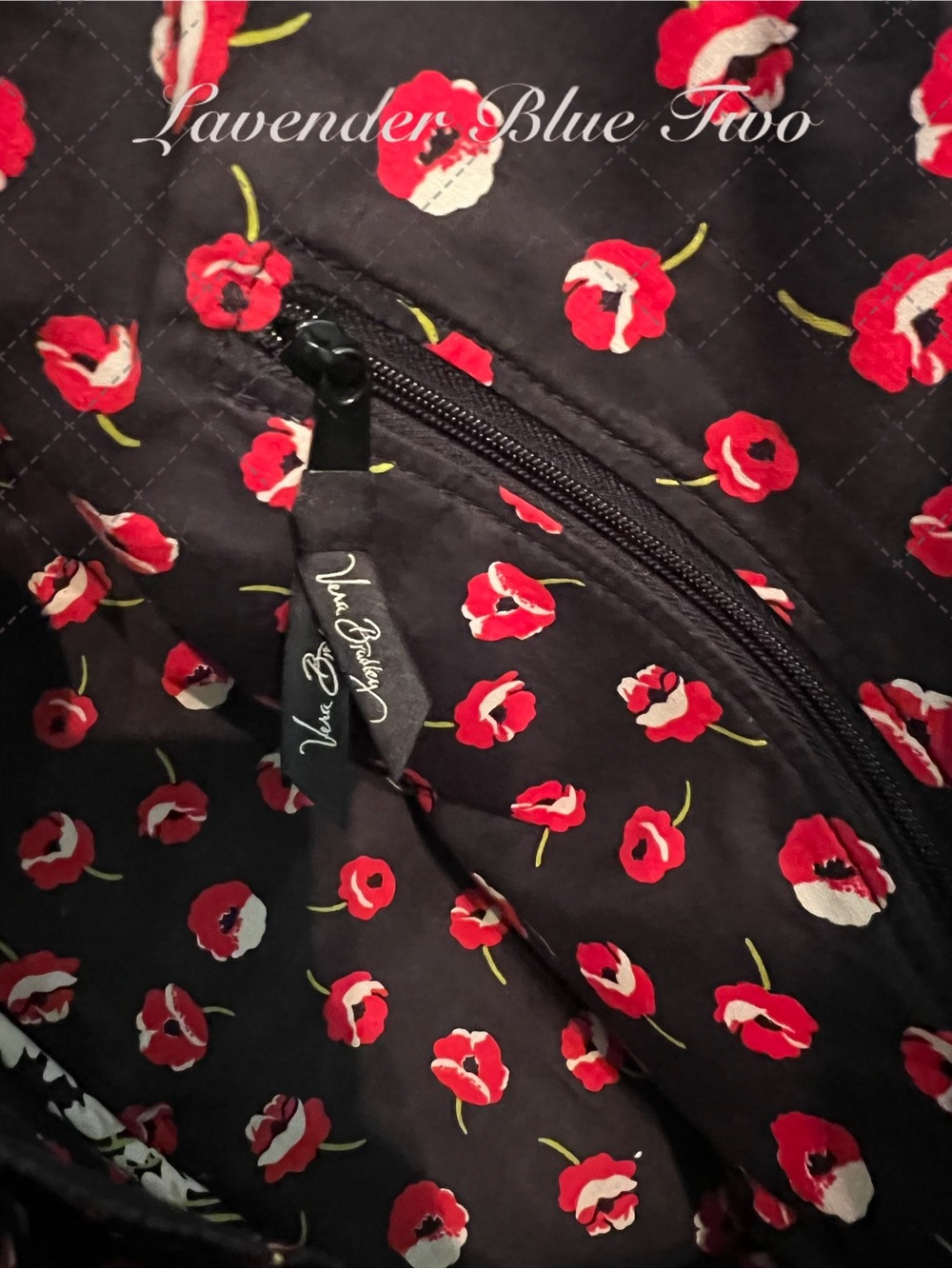 VERA BRADLEY Poppy Flelds 2010 Angle Tote Red Green Floral Y2K - Picture 11 of 13